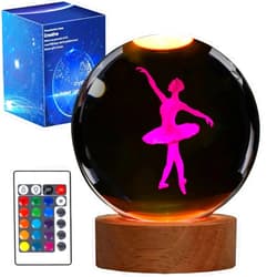 POSSHE Ballet Night Light, Dance Recital Gifts, K9 3.15 Inch (80mm) Crystal Ball Lamp with 16 Colors Remote Upgraded Lamp for Birthday Xmas Cool Fairygirl Figurines Gifts for Ballerina Girls Room Decor