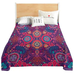 Lyzelre Paisley King Size Flat Sheet Only, Modern Classic Ethnic Asian Design with Dots Leaves and Flowers Artistic Print Decorative Soft and Comfortable Decorative Bedding Top Sheet, Multicolor