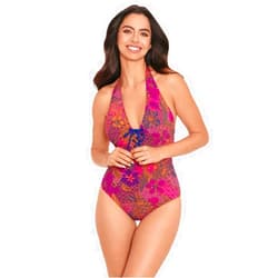 Skinny Dippers by Miraclesuit Skinny Dippers Women's Swimwear Sirene Lace Up Halter Soft Cup One Piece Swimsuit
