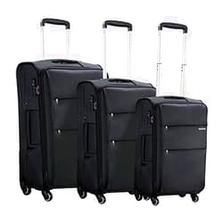 Hanke 3-Piece Set Softside Expandable Luggage sets with Spinner Wheels, Upright Suitcase with TSA Lock, Extra Large Rolling Luggage for Family Travel,nestable storage 20/24/28(Black)