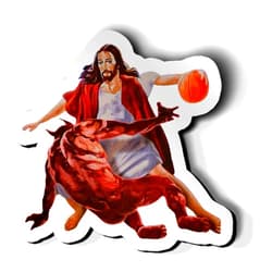 Imakestickerz.com Funny Jesus Basketball Meme Vinyl Sticker Decal 3-Pack