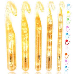 Coopay Large Crochet Hooks for Chunky Yarns, 25mm 20mm 18mm 15mm 12mm Jumbo Crochet Hooks for Crocheting Thick Blanket Large Project, 5 Crochet Needles for Bulky Yarn with 10 Knitting Stitch Markers