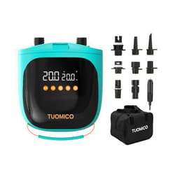 Tuomico 20PSI Paddle Board Pump Sup Air Pump Electric Portable Inflator & Deflator, Auto-Off, Mini Compressor for Inflatable Stand-up Paddleboard Kayak Wing Kite with 12V DC Car Plug-in Adapter