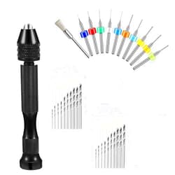 UYXiNONE Hand Drill bits set for resin&jewelry making，Pin vise hand drill，20pcs manual drill and 10pcs PCB Mini Drill Bits (0.1-1mm, Random Color PCB Drill)