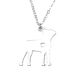 Art Attack Stainless Steel I Love My Boston Terrier Chain Necklace, Forever In My Heart Pet Lover Puppy Dog Mom Memorial Rescue Charm Pendant (Silver)