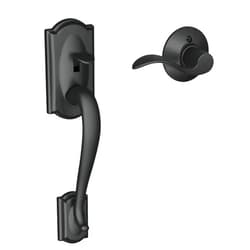 SCHLAGE FE285 CAM 622 Acc LH Camelot Trim Lower Half Front Entry Handleset with Accent Left Hand Lever, Matte Black