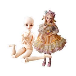 UCanaan Customized 1/3 BJD Doll 24 Inch Ball Jointed Dolls + Basic Makeup,Free to Change DIY Dolls(Brown Eyes)， Best Gitfs for Girls Christmas Birthday