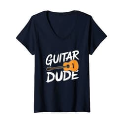 Acoustic Guitar Guitarist Gifts Womens Guitar Dude Guitarist Music Band Musician Acoustic Guitars V-Neck T-Shirt