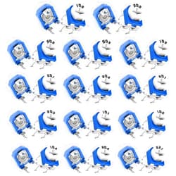 CenryKay 14Values 140Pcs 100 Ohm- 1M Ohm Blue and White Adjustable Variable Trimmer Resistor 6mm Potentiometer Assortment Kit