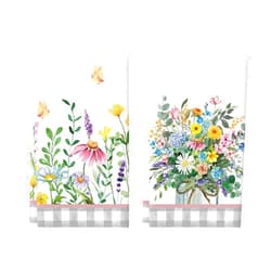 Artoid Mode Buffalo Plaid Wildflower Floral Spring Kitchen Towels Dish Towels, 18x26 Inch Farmhouse Summer Decoration Hand Towels Set of 2