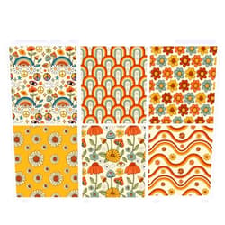 Whaline 6 Pack Retro Floral Swedish Dishcloths Boho Rainbow Kitchen Dish Towel Reusable Washable Cotton Kitchen Towel for Counter Cleaning Baking Cooking, 6.9 x 7.7 Inch