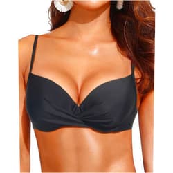 Holipick Push Up Bikini Tops for Women Underwire Swimsuit Top Twist Front Supportive Bathing Suit Top Only