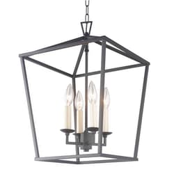 Decomust Dot Com Cage Pendant Light Lantern Iron Art Design 4-Heads Candle-Style Chandelier Ceiling Light Fixture for Hallway Kitchen dinning Room Bar Restaurant (W 12.6
