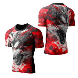 Desantiago Compression Shirt Short Sleeve 4-Way Stretch Construction, Jiu Jitsu Rash Guard Men