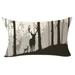ITFRO Summer Nice Adventure Gift Bear Deer Forest Holiday Farmhouse Cotton Burlap Decorative Lumbar Throw Pillow Case Cushion Cover for Outdoor Couch Living Room 12x20 Inches (Light Gray)