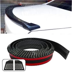MLAHUIER Car Trunk Spoiler Roof Lip Kit, 4.9 Ft Reflective Carbon Fiber Rear Wing Spoiler Sticker Bar for Tailgate Roof Bumper, Universal Punch-Free Vehicle Exterior Accessory Sticker(Carbon Fiber Black)
