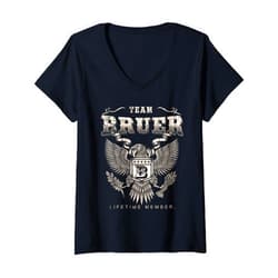 Team Bruer Family Name Womens Team Bruer Lifetime Member - Bruer Name V-Neck T-Shirt