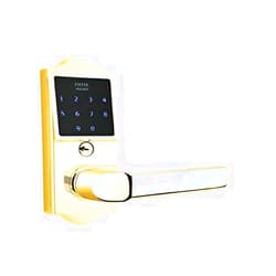 Emtek American Heritage EMTouch Keypad Leverset - Milano Lever - Available in 3 Finishes - Left or Right Handing - E4002MRHUS3 - Right Handed (RH) - Polished Brass (US3)