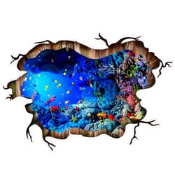 Pinenjoy 3D Underwater World Wall Decal Vivid Ocean sea Life Wall Stickers Removable Self-Adhesive Vinyl Wall Art Decals for Home Floor Ceiling Bedroom Nursery Living Room Playroom Decor