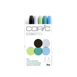 Copic Ciao, Ultra-blendable Alcohol Markers, 6pc set, Sea