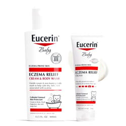 Eucerin Baby Skin Care Set for Eczema-Prone Skin with Colloidal Oatmeal (Skin Protectant), Fragrance Free, Baby Eczema Relief Cream and Body Wash, 13.5 Fl Oz Bottle + Baby Eczema Cream, 8 Oz Tube