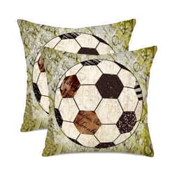 Easternproject Sports Throw Pillow Covers Vintage Football Pillow Covers for Boys Room 18x18 Inch Set of 2 Balls Soccer Decorative Pillow Cases Kids Bedroom Sofa Couch Home Decorations