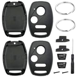 JJCHQ 2 Pack Key Fob Shell Case Replacement for Honda Civic LX Accord Crosstour Coupe CR-V CR-Z Pilot Fit Insight Ridgeline Odyssey 2005-2017 3 Button Keyless Entry Remote Key Pad Cover - NO Cutting Require