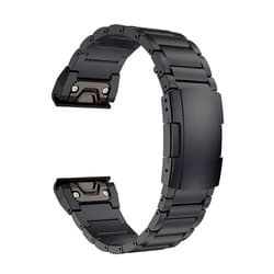 LDFAS Fenix 7X/6X/5X Plus Band, 26mm Titanium Metal Quick Release Easy Fit Watch Strap with Double Button Clasp Compatible for Garmin Fenix 7X Pro/6X Pro/5X Plus/Enduro 2/tactix 7 Bands, Black