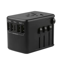Jacalee Universal Travel Adapter 2000W 6.5A, Wall AC Power Plug Adapter, Wall Charger with Smart High Speed 4 USB Ports & 1 Type C Ports, US/EU/AU/UK All in One Plug, can Use in More than 200 Countries Black.