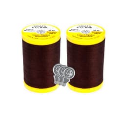Bella's Crafts Coats & Clark Cotton All Purpose Sewing Thread 100% Mercerized Cotton 225 Yards Each Spool S970 2 Pack Bundle with 3 Bella's Crafts Needle Threaders (Chona Brown)