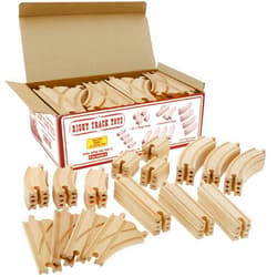 Right Track Toys Wooden Train Track 52 Piece Set - 18 Feet Of Track Expansion And 5 Distinct Pieces - 100% Compatible with All Major Brands Including Thomas Wooden Railway System - by Right Track Toys, T