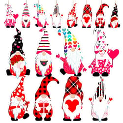 Blulu 40 Pieces Valentine's Day Wooden Gnome Ornaments Valentine Gnome Ornament Elf Scandinavian Gnome Wooden Decorations Wooden Hanging Gnome for Love Tree Valentine's Day Wedding Decoration