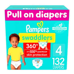 Pampers Swaddlers 360 Pull-On Diapers, Size 4, 132 Count, One Month Supply, for up to 100% Leakproof Skin Protection and Easy Changes