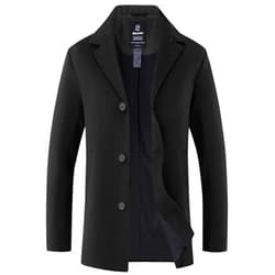 wantdo Men's Single Breasted Pea Coat Windproof Winter Coat Classic Notched Collar Military Jacket
