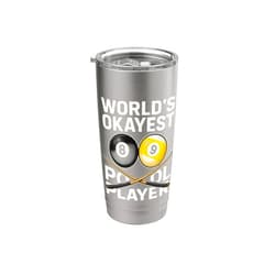 Lucky Dawg Billiard Gifts World's Okayest Pool Player Funny Billiards Graphic Stainless Steel Insulated Tumbler