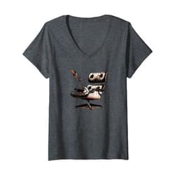 BizzyflyUSA Womens Mid Century Modern Vintage Eames MCM Shopper Hunter Retro V-Neck T-Shirt