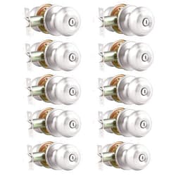 Probrico 10 Pack Round Privacy Door Knob(Thumb Turn Lock on The Inside), Keyless Doorknobs Interior/Exterior Lockset,Privacy Knobs for Bedroom/Bathroom,Satin Nickel Modern Design Door Hardware