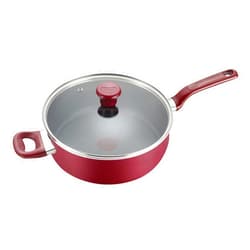 T-fal B03982 Excite ProGlide Nonstick Thermo-Spot Heat Indicator Dishwasher Oven Safe Jumbo Cooker with Lid Cookware, 5-Quart, Red
