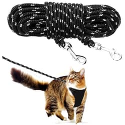 PETPMEEE Cat Leash - 15 ft / 30 ft Reflective Long Cat Leash Outdoor for Walking Training Playing - Escape Proof Yard Lead Pet Leash Also for Cats, Small Dogs, Puppy, Kitten, Rabbit