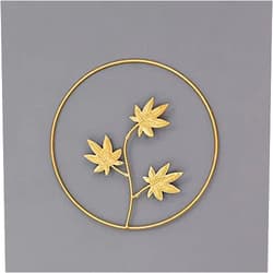 ZHUZE Golden Leaf Line Minimalist Single Line Art Poster, Abstract Shape Wall Decor Art Print Wall Decoration, Metal Modern Plant Painting Mural (A12)