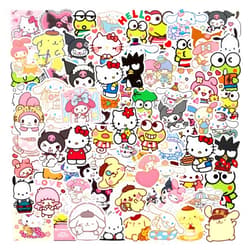 Wanhuatong 200Pcs My Melody and Kuromi Stickers, Hello Kitty Pompompurin Keroppi Cinnamoroll Stickers for Kids,Water Bottle Stickers for Kids,Skateboard Stickers for Teens Girls Kids (White)