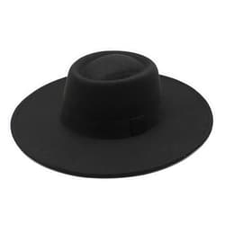 CXQRR Women Men Classic Felt Fedora Hat Wide Brim Flat Top Boater Hat(Size:M)