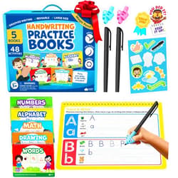 Momo & Nashi Magic Grooved Writing Practice for Kids - Grooved Handwriting Practice for Kids 5-7 8-10 Magic Copybooks - Tracing Books for Ages 3-5 - Preschool Learning Activities, Gifts for 5 Year Old Girls