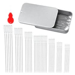 FIVEIZERO 80/40 PCS Large Eye Sewing Needles, 7 Sizes Sewing Sharp Needles, Leather Needle Embroidery Thread Needle, Stainless Steel Yarn Knitting Needles with Threaders for Handsewing Art Crafts CJ