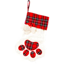 Jetec Pet Christmas Stockings Velvet Christmas Stockings for Dog Cat Paw Pattern Stockings for Xmas Tree Hanging Christmas Party Decorations Gift