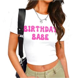 MNLYBABY Birthday Shirts for Women Kiss Me Its My Birthday Shirt Crop Top Glitter Graphic Birthday Squad Shirts Birthday Party Tops