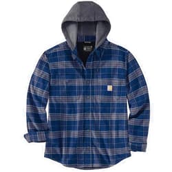Carhartt Men's Rugged Flex Relaxed Fit Flannel Fleece Lined Hooded Shirt Jac