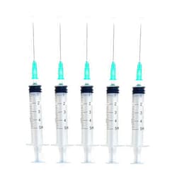SHAOTONG 5ml 21G Syringe with Needle Disposable sterile Paper Packaging 100Pack