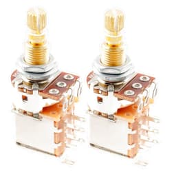 Musiclily Pro Brass Full Metric Size B500K Push/Push Guitar Pots Linear Taper Potentiometers for Electric Guitar/Bass (Set of 2)