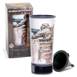 Spit Bud Sniper #4 The Ultimate Spittoon for Chew - Portable Dip & Snuff Cup with Lid, Pop Tab, Spill-Proof Funnel, Can Cutter & Holder - Fit in Cup Holders - Holds 8oz - Made in USA
